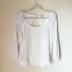 American Eagle White Flounce Top Size Large